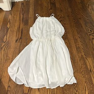 White halter top pleated dress